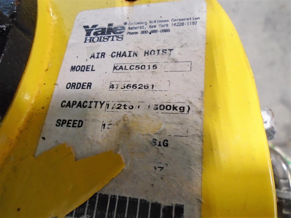 Yale 1/2 Ton Air Chain Hoist KALC5016, Brass Budgit Push Trolleys 905462 & Hose